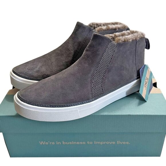 Toms Women's Suede and Faux Fur Ankle Boots Size 9 Bryce Pavement Gray - Picture 1 of 7